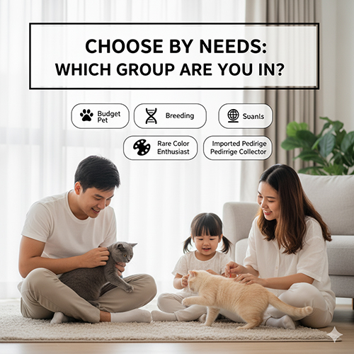 Ảnh chọn theo nhu cầu mua mèo Anh lông ngắn 2025 – gia đình chơi với hai mèo, kèm các nhóm: nuôi pet tiết kiệm, nhân giống, màu hiếm, sưu tầm phả hệ nhập khẩu.