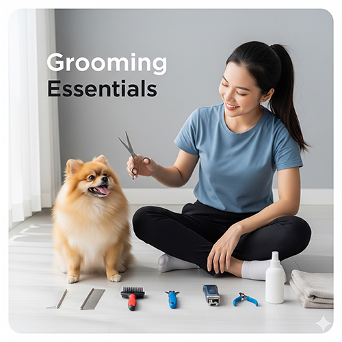 Chuẩn bị dụng cụ và không gian trước khi cắt tỉa lông chó Phốc Sóc tại nhà để đảm bảo an toàn và đúng chuẩn