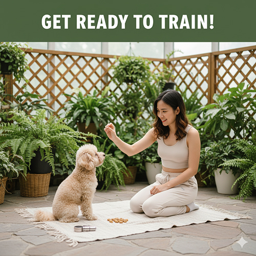 Chuẩn bị trước khi dạy chó Poodle vẫy tay chào