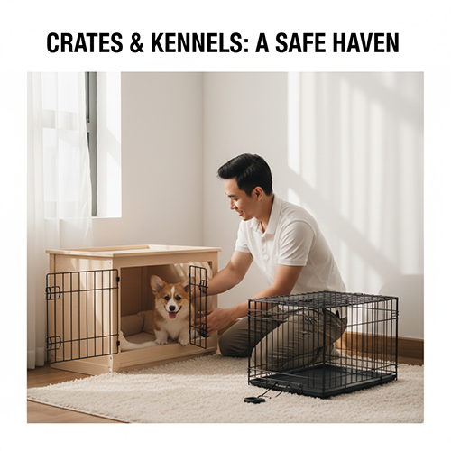 Chuồng và lồng cho chó Corgi 🏠 Không gian an toàn giúp Corgi nghỉ ngơi, rèn kỷ luật và tập vệ sinh đúng chỗ.