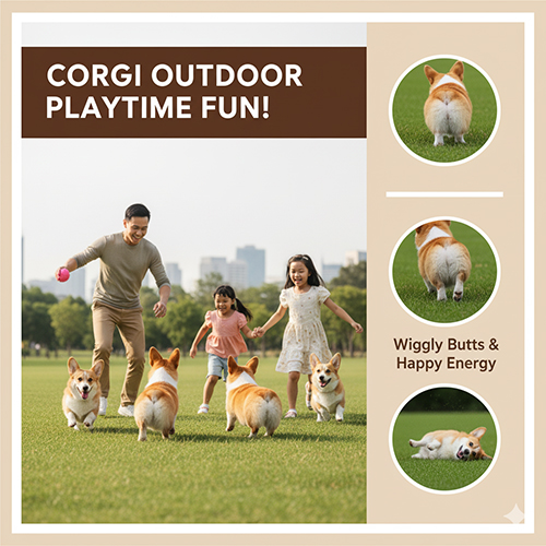 Video Corgi chạy nhảy ngoài trời với dáng đi lạch bạch và mông tròn dễ thương