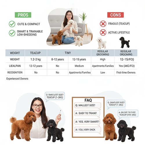 Có nên nuôi chó Poodle nhỏ không – ưu điểm và nhược điểm của Teacup, Tiny, Toy Poodle