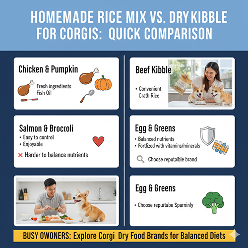 So sánh cơm trộn tự nấu và hạt dinh dưỡng cho chó Corgi – ưu nhược điểm và cách lựa chọn