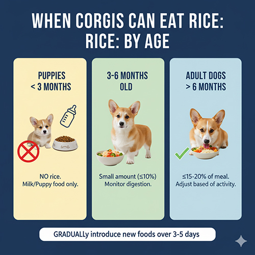 Khi nào chó Corgi có thể ăn cơm? Hướng dẫn theo từng giai đoạn tuổi từ cún con đến trưởng thành