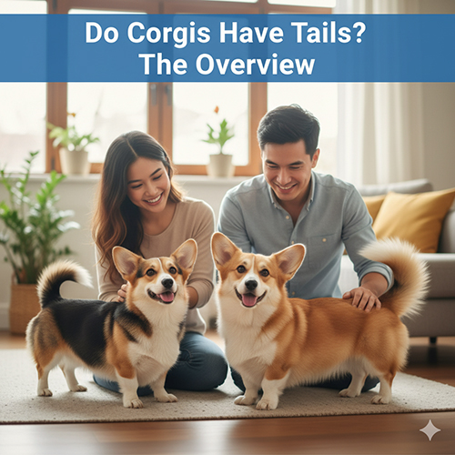 Cặp đôi Corgi Pembroke bobtail và Corgi Cardigan đuôi dài trong ngôi nhà, minh họa tổng quan về việc Corgi có đuôi hay không.