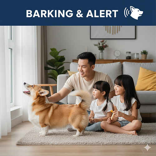 Chó Corgi hay sủa và cảnh giác cao, phản ứng nhanh với tiếng động lạ như chuông báo động