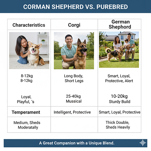 So sánh chó Corgi lai Becgie (Corman Shepherd) với Corgi và Becgie thuần – kích thước, ngoại hình, tính cách, bộ lông