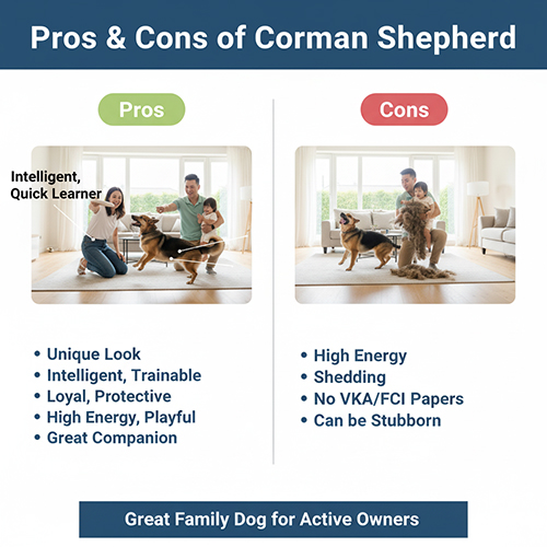 Ưu và nhược điểm chó Corgi lai Becgie (Corman Shepherd) – thông minh, trung thành nhưng năng lượng cao và rụng lông nhiều