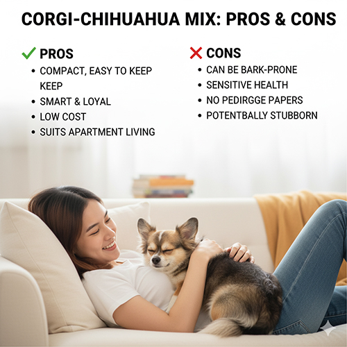 Ưu và nhược điểm chó Corgi lai Chihuahua (Chigi) – nhỏ gọn, tình cảm nhưng hay sủa và sức khỏe nhạy cảm