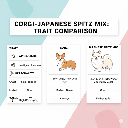 Bảng so sánh Corgi thuần, Nhật Spitz thuần và Corgi lai Nhật về ngoại hình, tính cách, lông, sức khỏe và giá trị