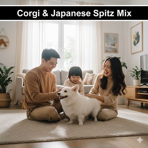 Corgi lai Nhật Spitz – Trắng bồng bềnh, thân thiện và dễ gần