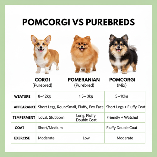 So sánh chó Corgi lai Phốc sóc (PomCorgi) với Corgi và Phốc sóc thuần – cân nặng, ngoại hình, tính cách, bộ lông và vận động