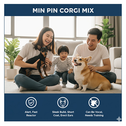 Corgi lai Phốc (Miniature Pinscher mix) – dáng gọn, lanh lợi, cảnh giác cao