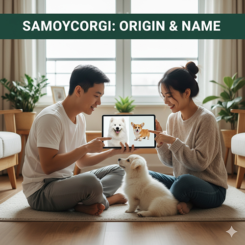 Corgi lai Samoyed là gì? Nguồn gốc & tên gọi Samoycorgi (Samoyed Corgi Mix)