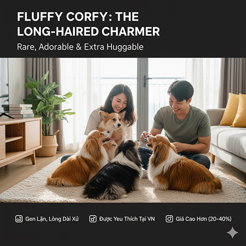 🐶 Corgi lông dài (Fluffy) – Đặc điểm, giá bán và lý do được yêu thích tại Việt Nam