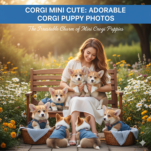Corgi mini cute siêu dễ thương: bé Corgi con ngồi trong giỏ và trên ghế cùng cô chủ 🐶🌸