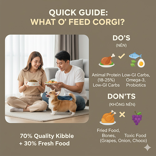 Corgi nên ăn gì? Hướng dẫn nhanh về dinh dưỡng cho chó Corgi
