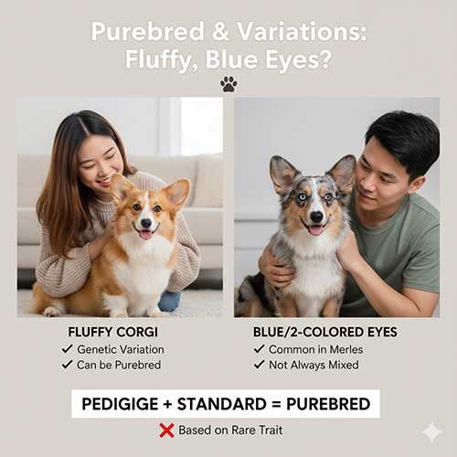 Corgi thuần chủng và biến thể Fluffy, mắt xanh – có được coi là thuần không?