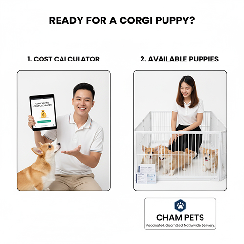 CTA cuối bài viết: tham khảo giá phối giống Corgi và xem đàn Corgi con bán tại Chạm Pets