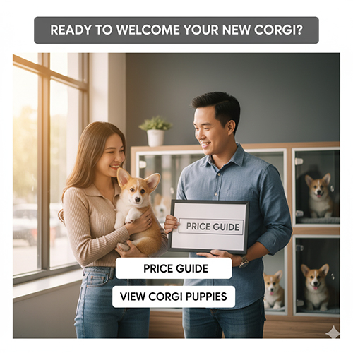 CTA cuối bài: giá phối giống Corgi và đàn chó Corgi con bán tại Chạm Pets
