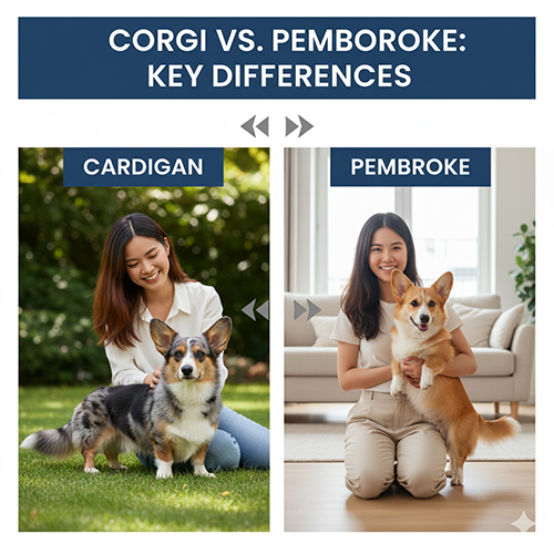 So sánh chó Corgi Cardigan và Pembroke với hình ảnh minh họa rõ sự khác biệt ngoại hình