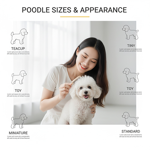 Đặc điểm ngoại hình chó Poodle trắng – bộ lông xoăn trắng muốt và các size Poodle