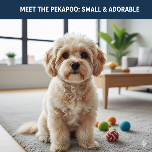 Đặc điểm Pekapoo – Poodle lai Bắc Kinh: cao 20–30 cm, nặng 4–7 kg, lông mềm ít rụng, gương mặt đáng yêu pha nét Bắc Kinh và Poodle