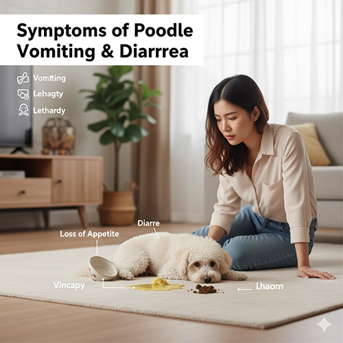 Dấu hiệu chó Poodle bị nôn và đi ngoài – nôn ói, tiêu chảy, mệt mỏi, sụt cân