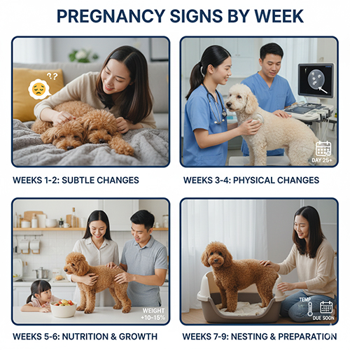 Dấu hiệu chó Poodle 🐩 mang thai theo từng tuần – từ tuần 1 đến tuần 9