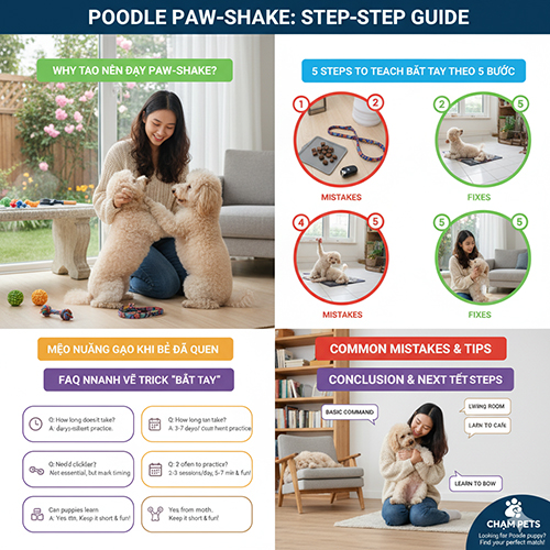 Hướng dẫn chi tiết cách dạy chó Poodle bắt tay từng bước tại nhà