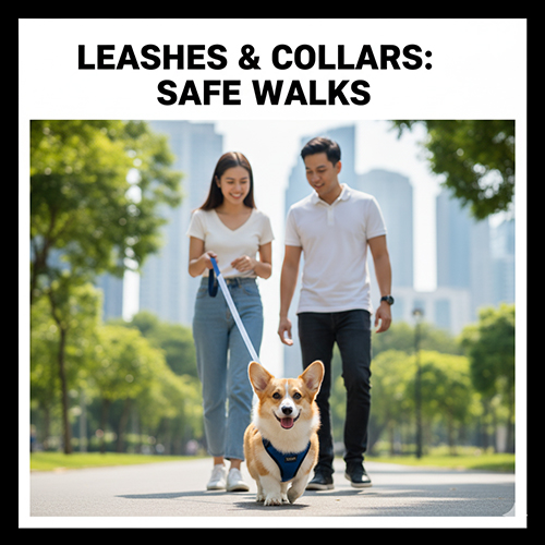 Dây dắt & vòng cổ cho chó Corgi 🐾 An toàn khi đi dạo, gồm vòng cổ và harness (yếm).