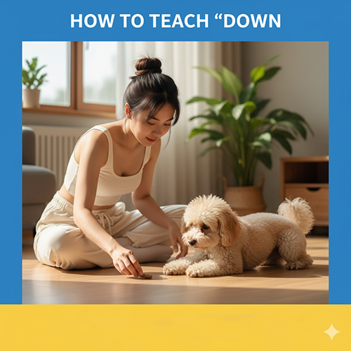 Cách dạy Poodle lệnh nằm (Down) bằng bánh thưởng để giúp bé bình tĩnh và dễ nghỉ ngơi