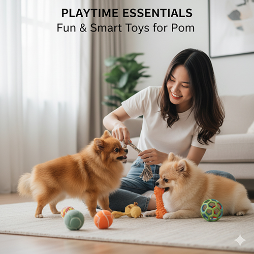Đồ chơi cho chó Phốc Sóc – Bóng cao su, xương gặm và đồ chơi thông minh cho Pom mini