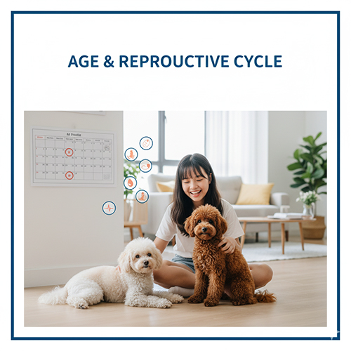 Độ tuổi và chu kỳ sinh sản của Poodle – hướng dẫn phối giống an toàn theo size và giai đoạn động dục