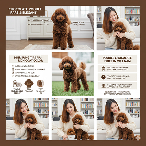 FAQ chó Poodle socola – giá bao nhiêu, có hiếm không, khác gì nâu thường, dễ phai màu không
