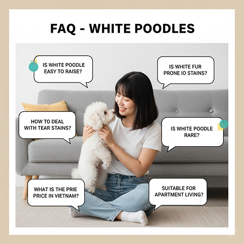 FAQ chó Poodle trắng – giải đáp các thắc mắc phổ biến về cách nuôi, chăm sóc, giá bán và đặc điểm