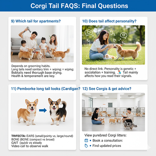 Giải đáp cuối cùng về đuôi Corgi: chọn đuôi cho căn hộ, đuôi có ảnh hưởng tính cách không, phân biệt Pembroke đuôi dài và Cardigan, xem đàn thực tế.