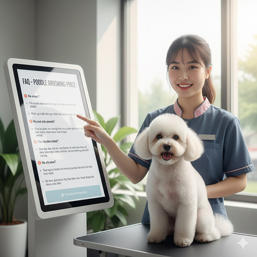 FAQ giá cắt tỉa Poodle – câu hỏi thường gặp về chi phí, phụ phí gỡ rối, clip show, tần suất tỉa