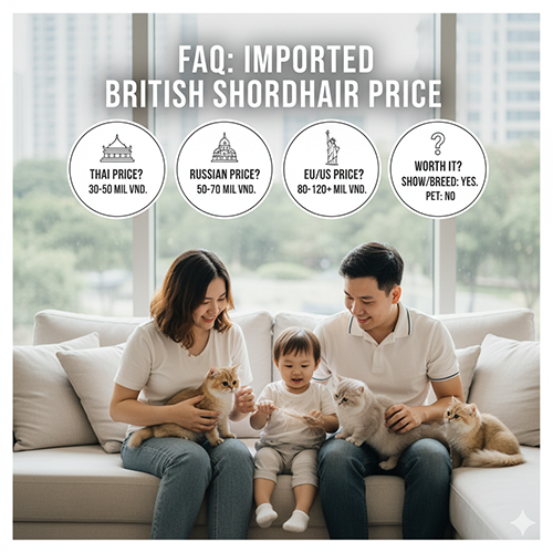 FAQ giá mèo Anh lông ngắn nhập khẩu Thái, Nga, Âu Mỹ và lời khuyên có nên mua