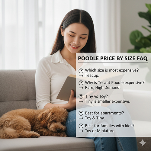 FAQ giá Poodle theo size – Giải đáp thắc mắc về Teacup, Tiny, Toy, Miniature, Standard