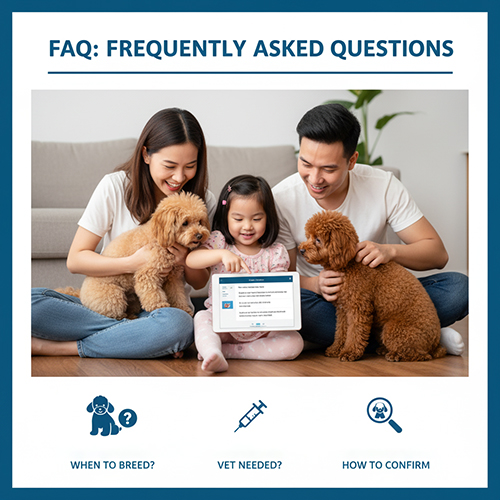 FAQ phối giống Poodle – giải đáp câu hỏi thường gặp về độ tuổi, số lần phối, tie, kiểm tra có thai và phối lai