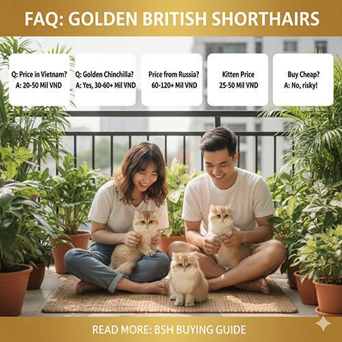 FAQ mèo Anh lông ngắn golden – giá, biến thể chinchilla, nhập Nga, mèo con, cảnh báo giá rẻ