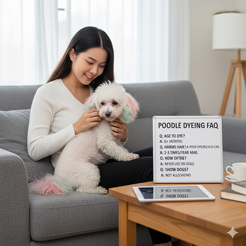 FAQ nhuộm lông chó Poodle: bao nhiêu tháng mới nhuộm được, màu có phai không, thuốc nhuộm an toàn nào nên dùng