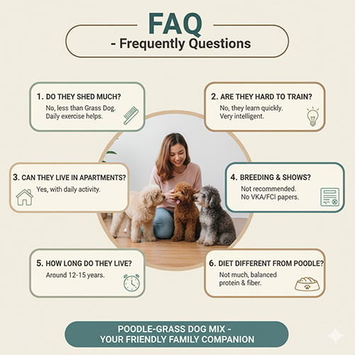Cô gái Việt cùng ba chú chó Poodle lai chó cỏ với infographic FAQ – câu hỏi thường gặp