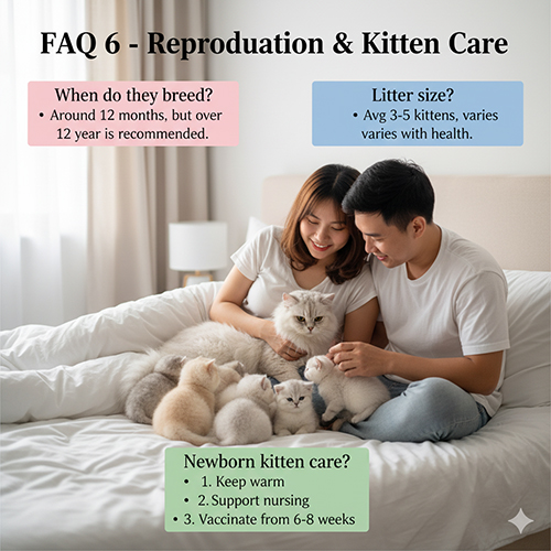 FAQ sinh sản và chăm sóc mèo con Anh lông ngắn – thời điểm sinh sản, số con, chăm sóc sơ sinh