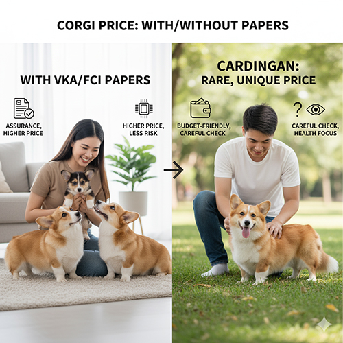 So sánh giá chó Corgi có giấy VKA/FCI và không giấy tại Việt Nam 2025