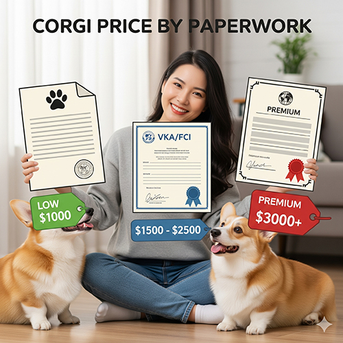Giá chó Corgi theo giấy tờ – không giấy, có VKA/FCI và nhập khẩu