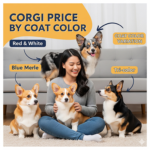Giá chó Corgi theo màu lông – vàng trắng, tricolor, đỏ sable, fluffy