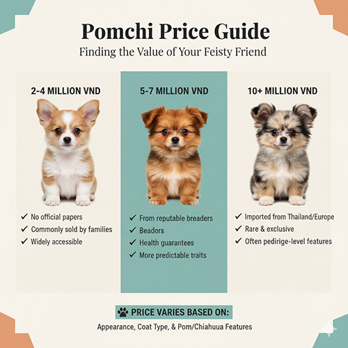 Giá chó Pomchi – Phốc Sóc lai Chihuahua dao động từ 2 đến hơn 10 triệu tại Việt Nam
