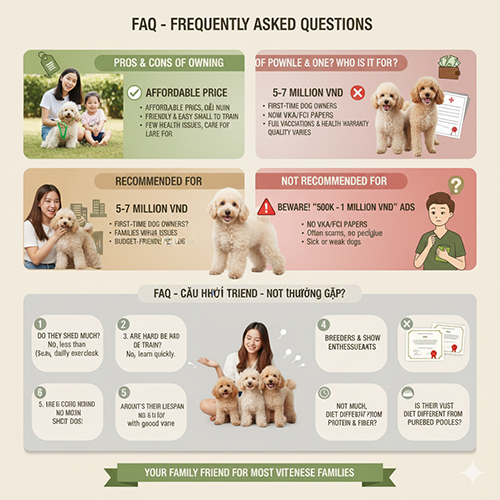 Bảng giá chó Poodle lai chó cỏ tại Việt Nam, kèm lưu ý cảnh báo tin rao giá rẻ 500k–1 triệu